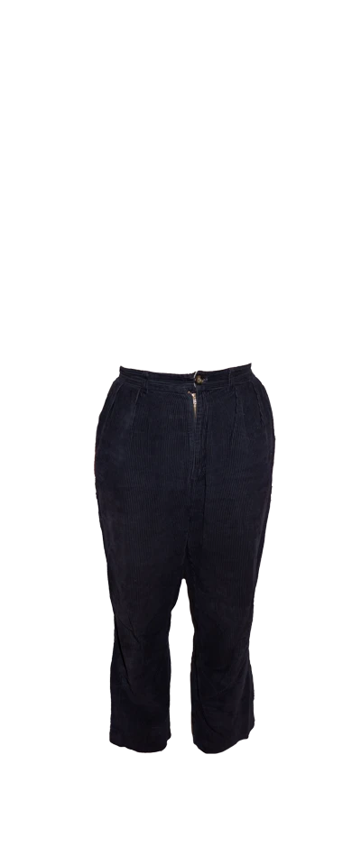 Dark Blue Corduroy High Waist Pants